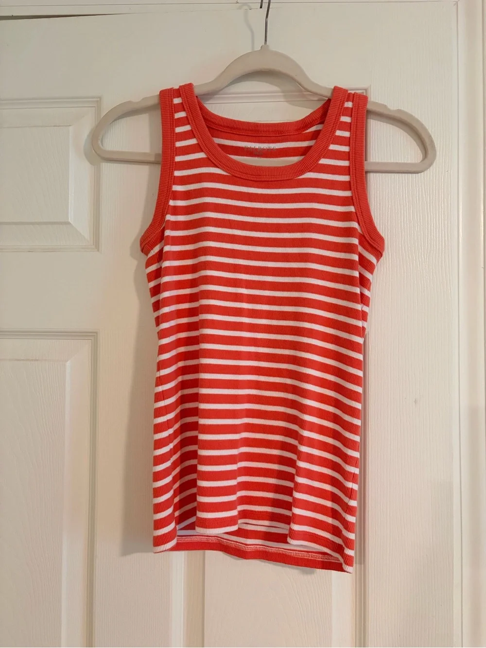 Talbots Coral and White Striped Tank